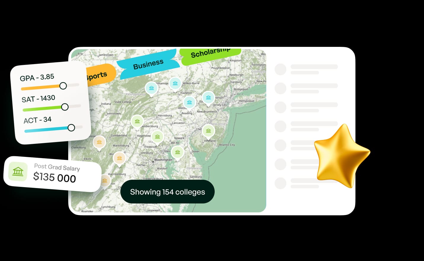 College map visualization with interactive elements